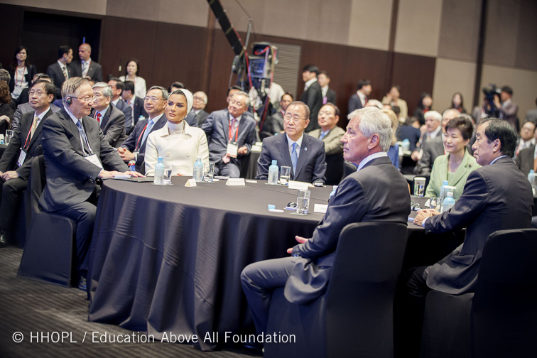 HH Sheikha Moza bint Nasser speaks during the 6th Asian Leadership Conference in Korea, devoted to pressing issues accross Asia